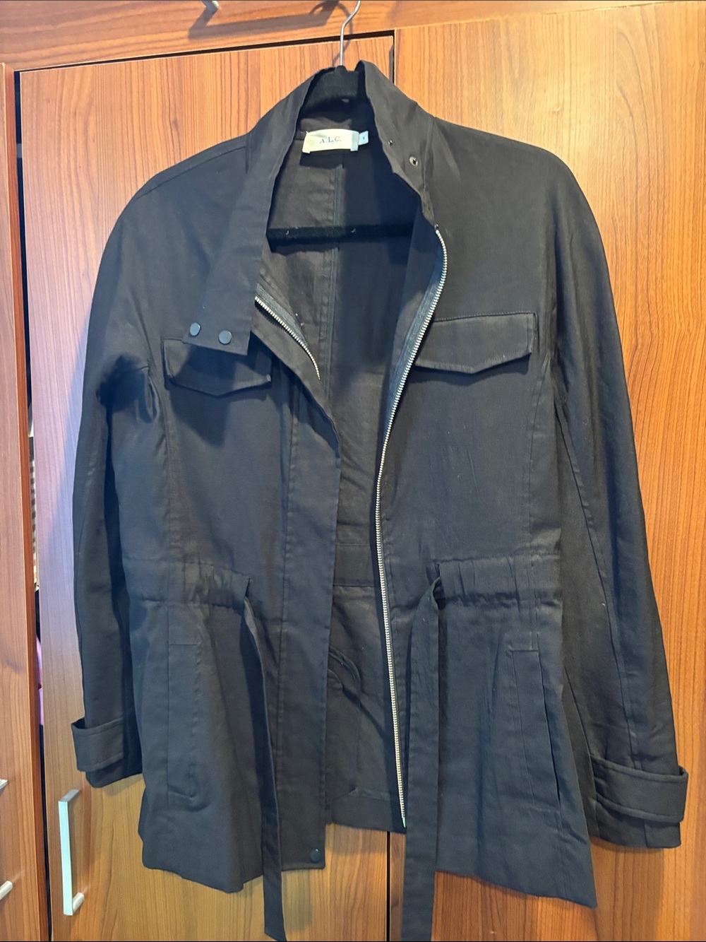 A.L.C. Black Utility Zip-Front Jacket